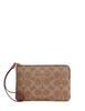 Coach Corner Zip Wristlet In Signature Canvas Tan Carnation