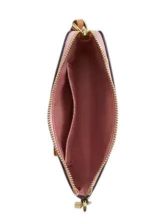  Coach Corner Zip Wristlet In Signature Canvas With Charms Powder Pink