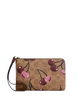 Coach Corner Zip Wristlet In Signature Canvas With Cherry Print Tan
