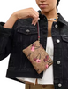 Coach Corner Zip Wristlet In Signature Canvas With Cherry Print Tan