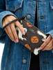 Coach Corner Zip Wristlet In Signature Canvas With Halloween Print  Walnut 