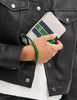 Coach Corner Zip Wristlet In Signature Canvas With Varsity Stripe Chalk Kelly