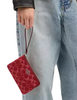 Coach Corner Zip Wristlet In Signature Denim True Red