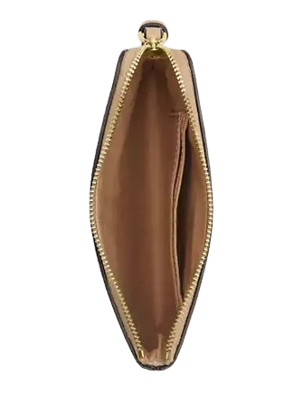 Coach Corner Zip Wristlet In Signature Leather Oat