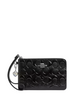 Coach Corner Zip Wristlet In Signature Leather With Heart Charm Black
