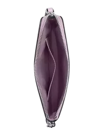 Coach Corner Zip Wristlet In Signature Leather With Heart Charm Light Violet 