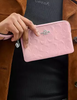 Coach Corner Zip Wristlet In Signature Leather With Heart Charm Pink