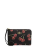 Coach Corner Zip Wristlet With Cherry Print Black