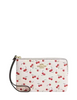 Coach Corner Zip Wristlet With Cherry Print Chalk
