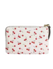 Coach Corner Zip Wristlet With Cherry Print Chalk