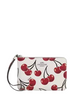 Coach Corner Zip Wristlet With Cherry Print  Chalk 