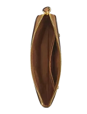 Coach Corner Zip Wristlet With Crystal Honey Brown