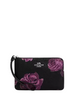 Coach Corner Zip Wristlet With Floral Print Black Purple