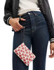 Coach Corner Zip Wristlet With Floral Print Chalk Black