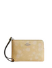Coach Corner Zip Wristlet With Floral Print Washed Yellow