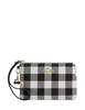 Coach Corner Zip Wristlet With Gingham Print And Charm Black White