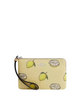 Coach Corner Zip Wristlet With Lemon Print Garden Glade 