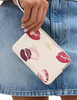 Coach Corner Zip Wristlet With Lips Print Chalk