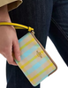 Coach Corner Zip Wristlet With Plaid Print  Bright Maize 