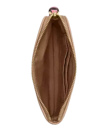 Coach Corner Zip Wristlet With Plaid Print Pink