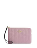 Coach Corner Zip Wristlet With Quilting Carnation