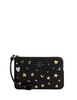 Coach Corner Zip Wristlet With Rivets Black