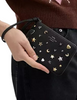 Coach Corner Zip Wristlet With Rivets Black
