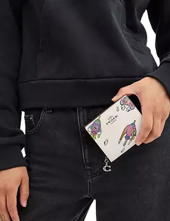 Coach Cosmic Coach Snap Wallet With Rocket Print Chalk 