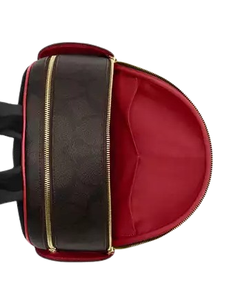 Coach Court Backpack In Maxi Signature Canvas Walnut True Red