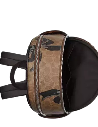 Coach Court Backpack In Signature Canvas With Bow Print Tan Black