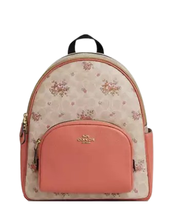 Coach Court Backpack In Signature Canvas With Floral Print Sand