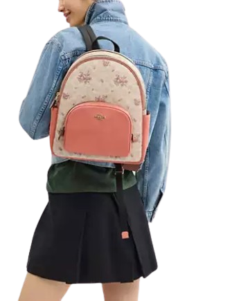 Coach Court Backpack In Signature Canvas With Floral Print Sand