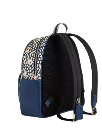 Coach Court Backpack With Floral Print Deep Blue