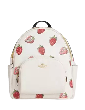 Coach Court Backpack With Strawberry Print