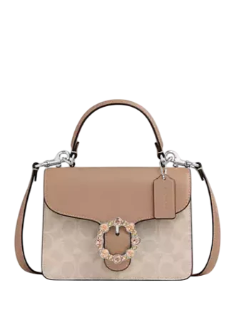 Coach Courtney Top Handle Bag In Signature Canvas Sand Taupe