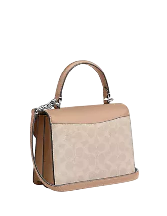 Coach Courtney Top Handle Bag In Signature Canvas Sand Taupe