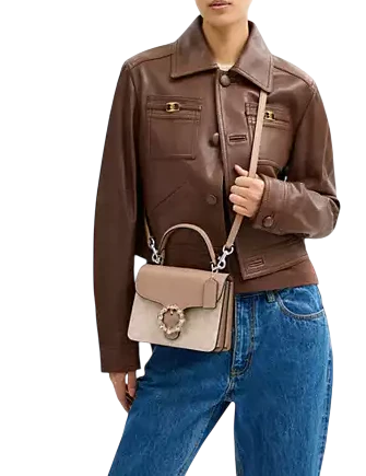 Coach Courtney Top Handle Bag In Signature Canvas Sand Taupe
