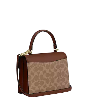 Coach Courtney Top Handle Bag In Signature Canvas Tan Brown