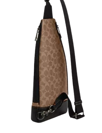 Coach Dominic Sling Pack In Signature Canvas Tan Black