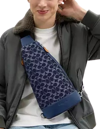 Coach Dominic Sling Pack In Signature Denim Deep Blue
