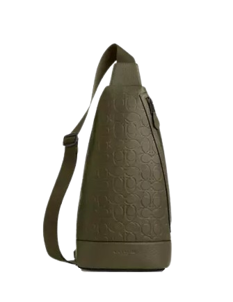 Coach Dominic Sling Pack In Signature Leather Olive Drab