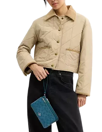 Coach Double Zip Wallet In Signature Canvas Aquamarine Teal