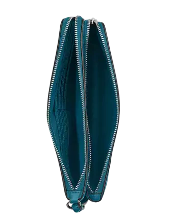 Coach Double Zip Wallet In Signature Canvas Aquamarine Teal