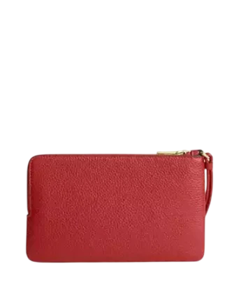 Coach Double Zip Wallet In Signature Canvas Crimson
