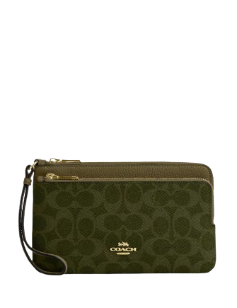Coach Double Zip Wallet In Signature Canvas