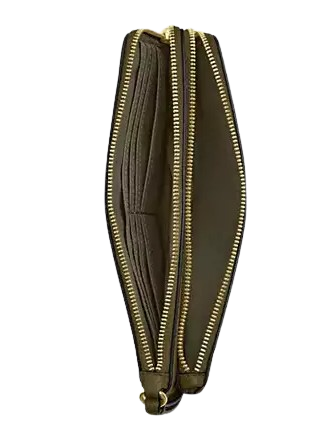 Coach Double Zip Wallet In Signature Canvas Olive