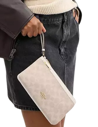 Coach Double Zip Wallet In Signature Canvas Sand Chalk