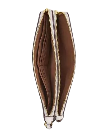 Coach Double Zip Wallet In Signature Canvas Sand Chalk