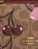 Coach Double Zip Wallet In Signature Canvas With Cherry Print Tan 