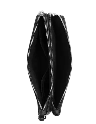 Coach Double Zip Wallet In Signature Denim Black